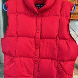 Lands' End Down Vest Zip up Women M Red